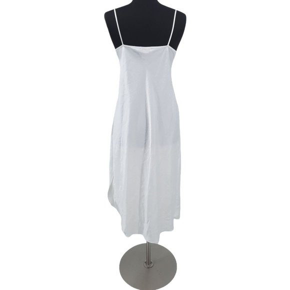 VTG 90s Violets & Roses Solid White Satin Ruffled Slip Dress Night Gown Size L - Picture 8 of 9
